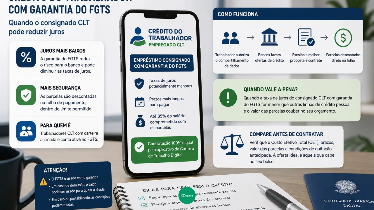 Crédito do Trabalhador com garantia do FGTS: quando o consignado CLT pode reduzir juros