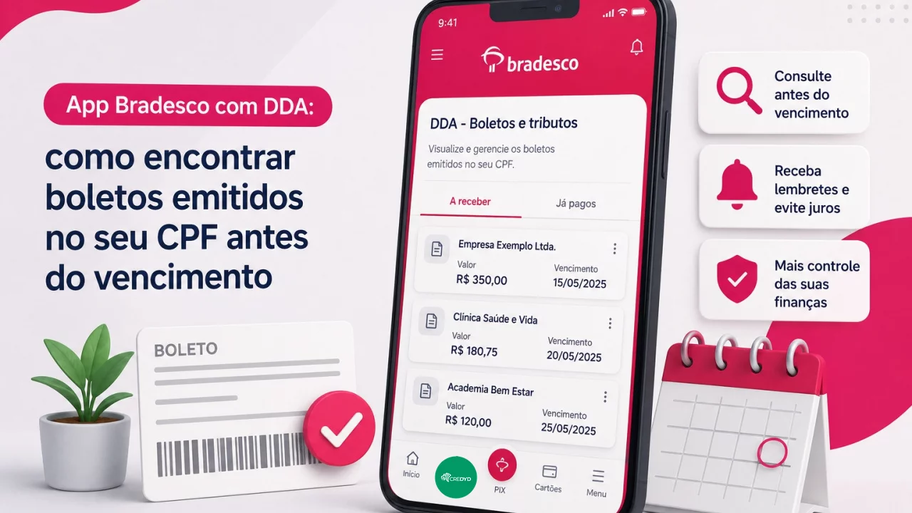 App Bradesco com DDA: como encontrar boletos emitidos no seu CPF antes do vencimento