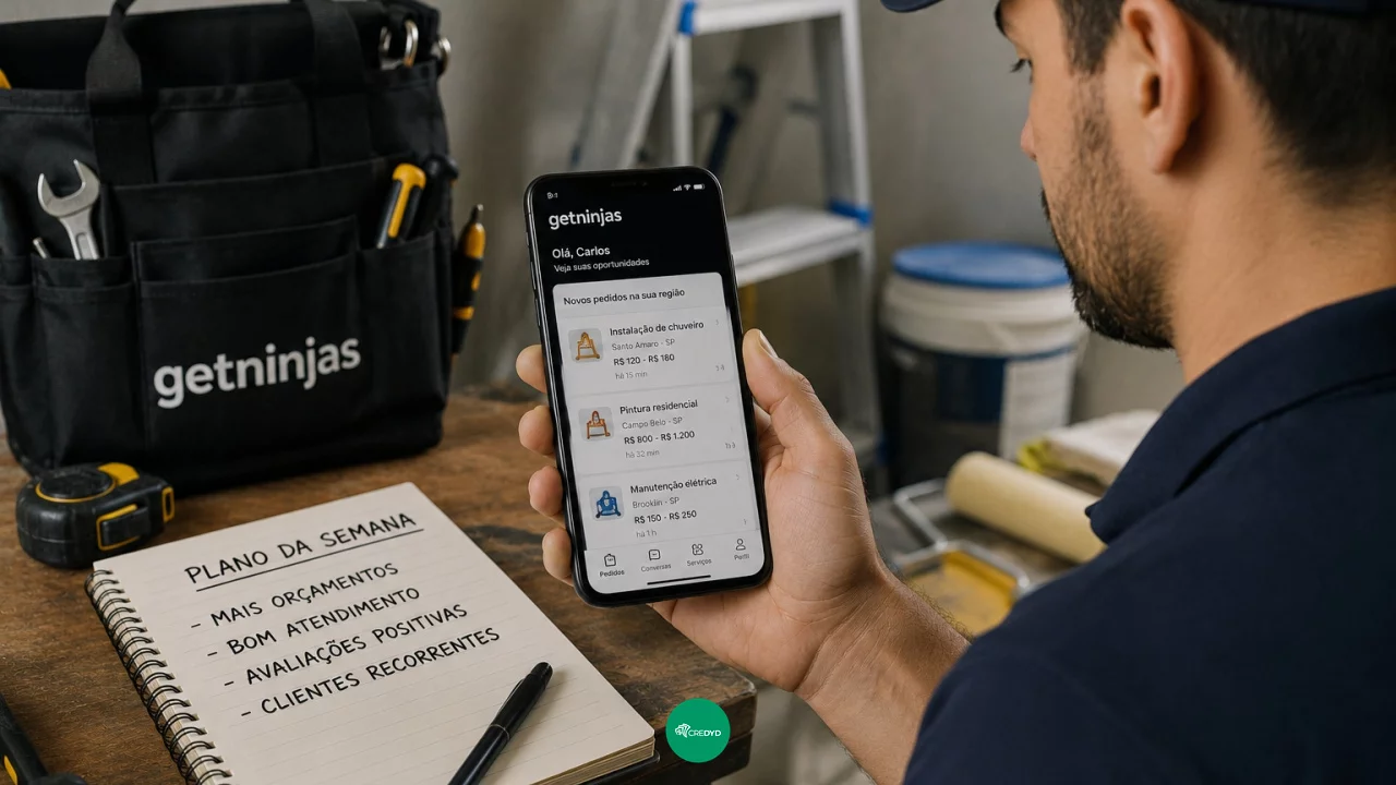 GetNinjas para profissionais: como transformar pedidos de serviço em renda extra recorrente
