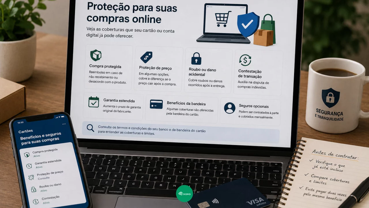 Seguro para compras online: quando cartão ou conta digital já oferece proteção sem você perceber