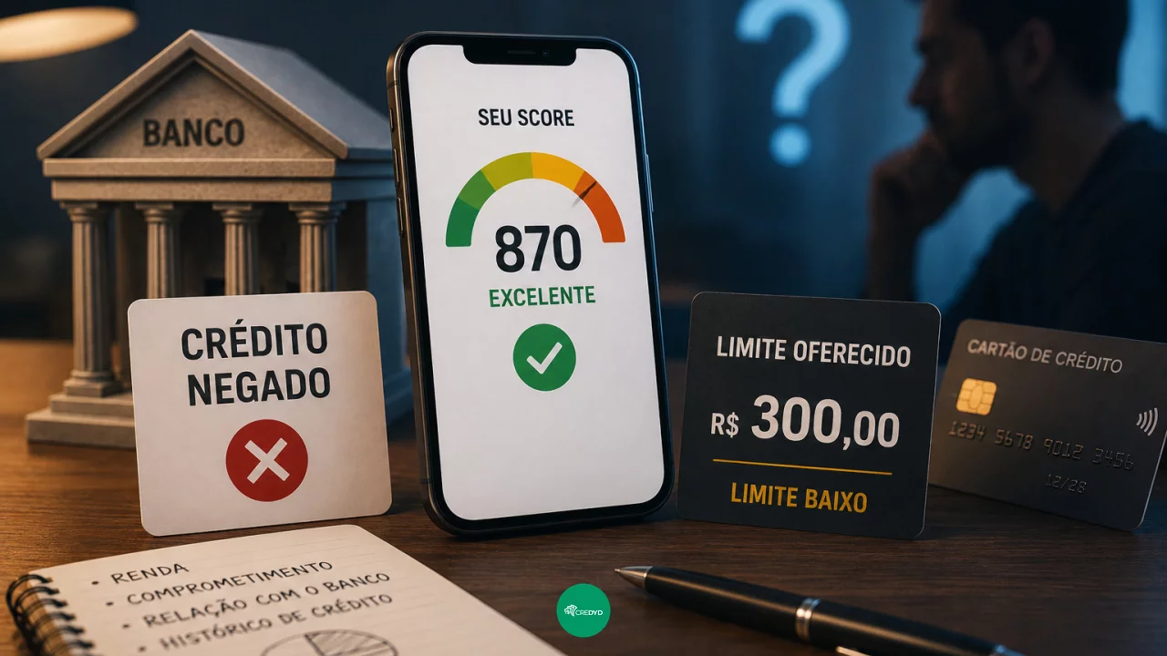 Score alto e crédito negado: por que o banco pode oferecer limite baixo mesmo para quem tem boa pont