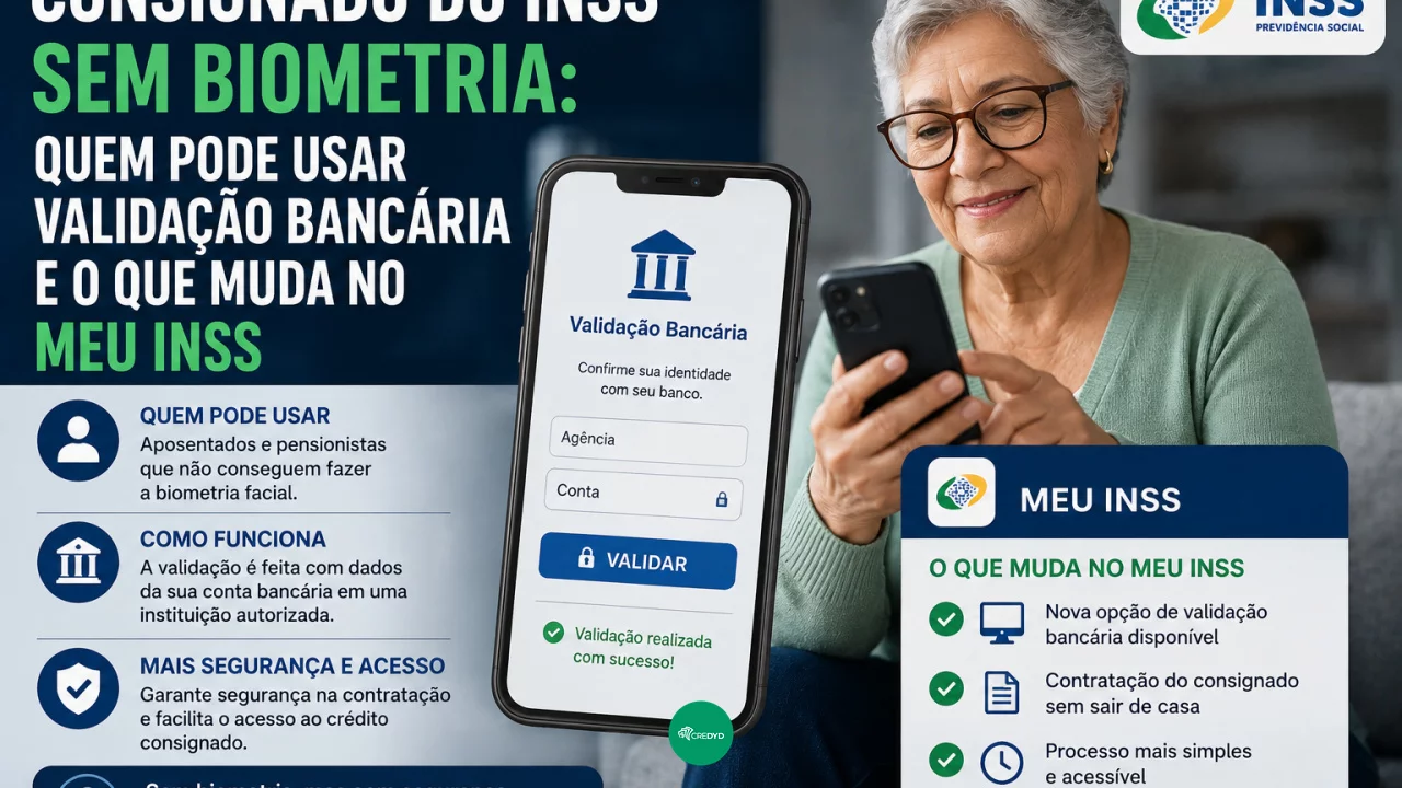 Consignado do INSS sem biometria: quem pode usar validação bancária e o que muda no Meu INSS