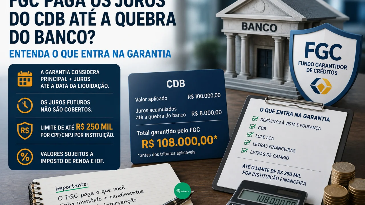 FGC paga os juros do CDB até a quebra do banco? Entenda o que entra na garantia