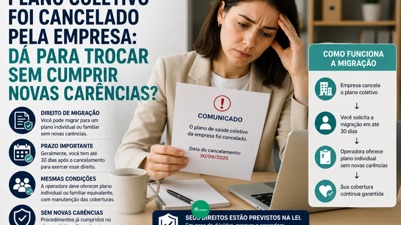Plano coletivo foi cancelado pela empresa: dá para trocar sem cumprir novas carências?