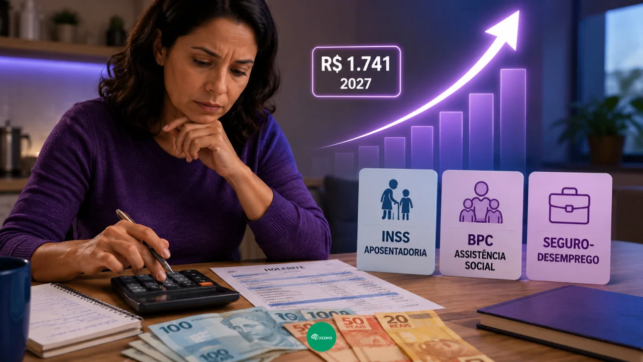 Salário mínimo pode ir a R$ 1.741 em 2027: quanto mudam INSS, BPC e seguro-desemprego?