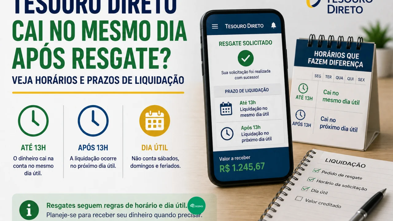 Tesouro Direto cai no mesmo dia após resgate? Veja horários e prazos de liquidação